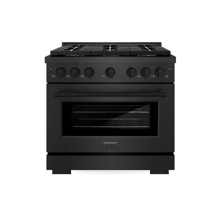 ZLINE 36 in. 5.2 cu. ft. Paramount Dual Fuel Range with 6 Burner DuoPro™ Cooktop and Electric Convection Oven in Black Satin Stainless Steel (PSDRBS-36)