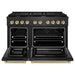 ZLINE Autograph Edition 48 in. 6.7 cu. ft. Paramount Double Oven Gas Range with 8 Burner Cooktop in Black Satin Stainless Steel and Champagne Bronze Accents (SGRBSZ-48-CB)