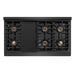 ZLINE Autograph Edition 48 in. 6.7 cu. ft. Paramount Gas Range with 8 Burner DuoPro™ Cooktop and Dual Ovens in Black Satin Stainless Steel and Polished Gold Accents (PSGRBSZ-48-G)