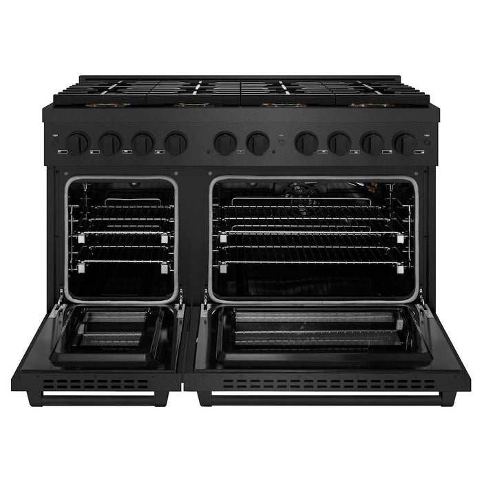 ZLINE 48 in. 6.7 cu. ft. Paramount Gas Range with 8 Burner DuoPro™ Cooktop and Dual Ovens in Black Satin Stainless Steel (PSGRBS-48)