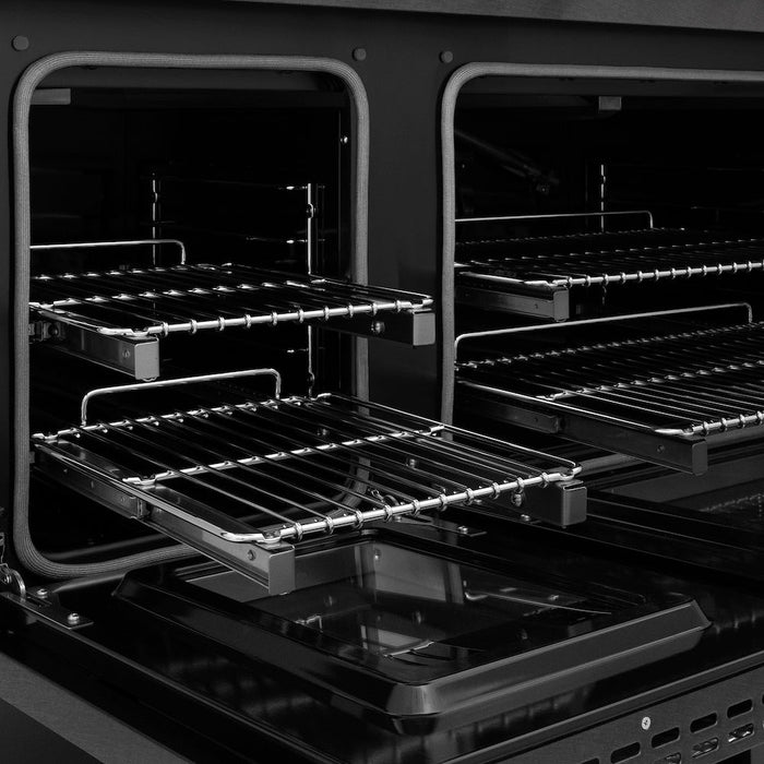 ZLINE 48 in. 6.7 cu. ft. Paramount Gas Range with 8 Burner DuoPro™ Cooktop and Dual Ovens in Black Satin Stainless Steel (PSGRBS-48)