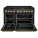 ZLINE Autograph Edition 48 in. 6.7 cu. ft. Paramount Gas Range with 8 Burner DuoPro™ Cooktop and Dual Ovens in Black Satin Stainless Steel and Polished Gold Accents (PSGRBSZ-48-G)