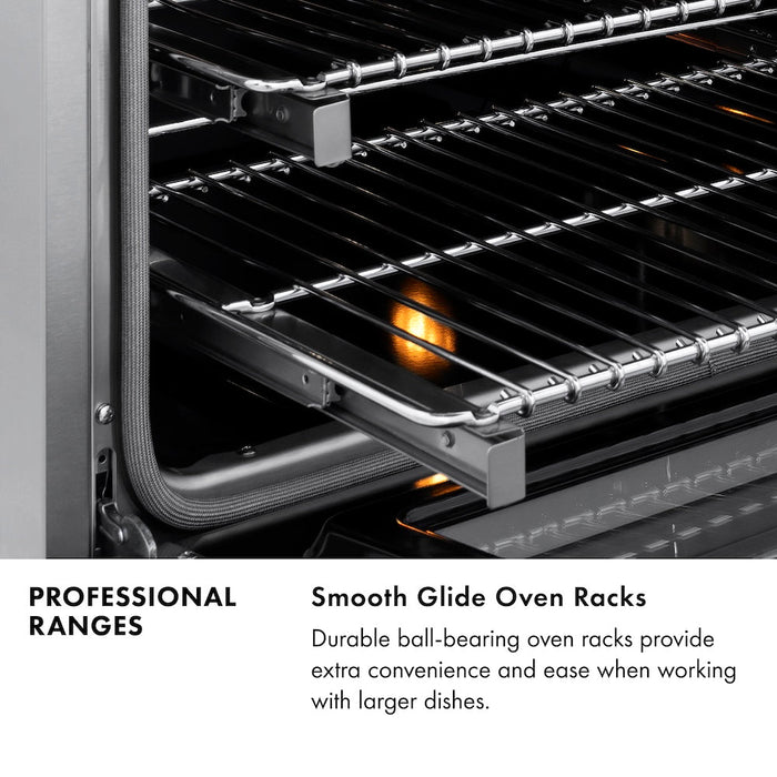 ZLINE Autograph Edition 36 in. 4.6 cu. ft. Legacy Dual Fuel Range with 6 Burner Gas Cooktop and Electric Convection Oven in Stainless Steel and Polished Gold Accents (RAZ-36-G)