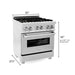 ZLINE 30 in. 4.0 cu. ft. Legacy Dual Fuel Range with Gas Cooktop and Electric Convection Oven in Satin Stainless Steel with 4 Brass Burners and Griddle (RAS-SN-BR-GR-30)