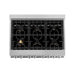 ZLINE 36 in. 4.6 cu. ft. Legacy Dual Fuel Range with Gas Cooktop and Electric Convection Oven in Satin Stainless Steel with 6 Brass Burners and Griddle (RAS-SN-BR-GR-36)