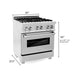 ZLINE 30 in. 4.0 cu. ft. Legacy Dual Fuel Range with 4 Burner Gas Cooktop and Electric Convection Oven in Satin Stainless Steel with Griddle (RAS-SN-GR-30)