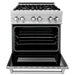 ZLINE 30 in. 4.0 cu. ft. Legacy Dual Fuel Range with 4 Burner Gas Cooktop and Electric Convection Oven in Satin Stainless Steel with Griddle (RAS-SN-GR-30)