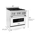 ZLINE 30 in. 4.0 cu. ft. Legacy Dual Fuel Range with 4 Burner Gas Cooktop and Electric Convection Oven in Satin Stainless Steel with White Matte Door and Griddle (RAS-WM-GR-30)