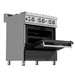 ZLINE 30 in. 4.0 cu. ft. Legacy Dual Fuel Range with 4 Burner Gas Cooktop and Electric Convection Oven in Satin Stainless Steel and Black Matte Door (RAS-BLM-30)