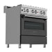 ZLINE 30 in. 4.0 cu. ft. Legacy Dual Fuel Range with 4 Burner Gas Cooktop and Electric Convection Oven in Satin Stainless Steel and Black Matte Door (RAS-BLM-30)