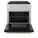 ZLINE 30 in. 4.2 cu. ft. Paramount Dual Fuel Range with 4 Burner Gas Cooktop and Electric Convection Oven in Satin Stainless Steel with Black Matte Door (SDRS-BLM-30)