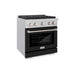 ZLINE 30 in. 4.2 cu. ft. Paramount Dual Fuel Range with 4 Burner Gas Cooktop and Electric Convection Oven in Satin Stainless Steel with Black Matte Door (SDRS-BLM-30)