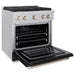 ZLINE 30 in. 4.2 cu. ft. Paramount Dual Fuel Range with 4 Burner Gas Cooktop and Electric Convection Oven in Satin Stainless Steel with Black Matte Door (SDRS-BLM-30)