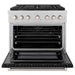 ZLINE 36 in. 5.2 cu. ft. Paramount Dual Fuel Range with 6 Burner Gas Cooktop and Electric Convection Oven in Satin Stainless Steel with Black Matte Door (SDRS-BLM-36)