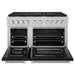 ZLINE 48 in. 6.7 cu. ft. Paramount Double Oven Dual Fuel Range with 8 Burner Gas Cooktop in Satin Stainless Steel with Black Matte Doors (SDRS-BLM-48)