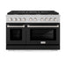 ZLINE 48 in. 6.7 cu. ft. Paramount Double Oven Dual Fuel Range with 8 Burner Gas Cooktop in Satin Stainless Steel with Black Matte Doors (SDRS-BLM-48)