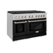 ZLINE 48 in. 6.7 cu. ft. Paramount Double Oven Dual Fuel Range with 8 Burner Gas Cooktop in Satin Stainless Steel with Black Matte Doors (SDRS-BLM-48)
