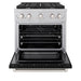 ZLINE 30 in. 4.2 cu. ft. Paramount Gas Range with 4 Burner Cooktop and Convection Gas Oven in Satin Stainless Steel with Black Matte Door (SGRS-BLM-30)