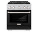 ZLINE 30 in. 4.2 cu. ft. Paramount Gas Range with 4 Burner Cooktop and Convection Gas Oven in Satin Stainless Steel with Black Matte Door (SGRS-BLM-30)
