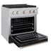 ZLINE 30 in. 4.2 cu. ft. Paramount Gas Range with 4 Burner Cooktop and Convection Gas Oven in Satin Stainless Steel with Black Matte Door (SGRS-BLM-30)