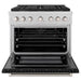 ZLINE 36 in. 5.2 cu. ft. Paramount Gas Range with 6 Burner Cooktop and Convection Gas Oven in Satin Stainless Steel with Black Matte Door (SGRS-BLM-36)