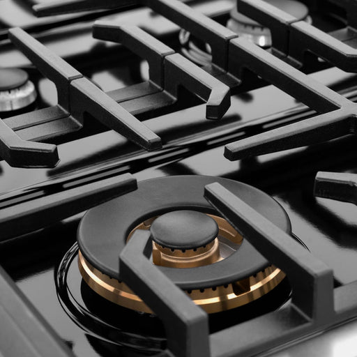 ZLINE 48 in. 6.7 cu. ft. Paramount Double Oven Gas Range with 8 Burner Cooktop in Satin Stainless Steel with Black Matte Doors (SGRS-BLM-48)