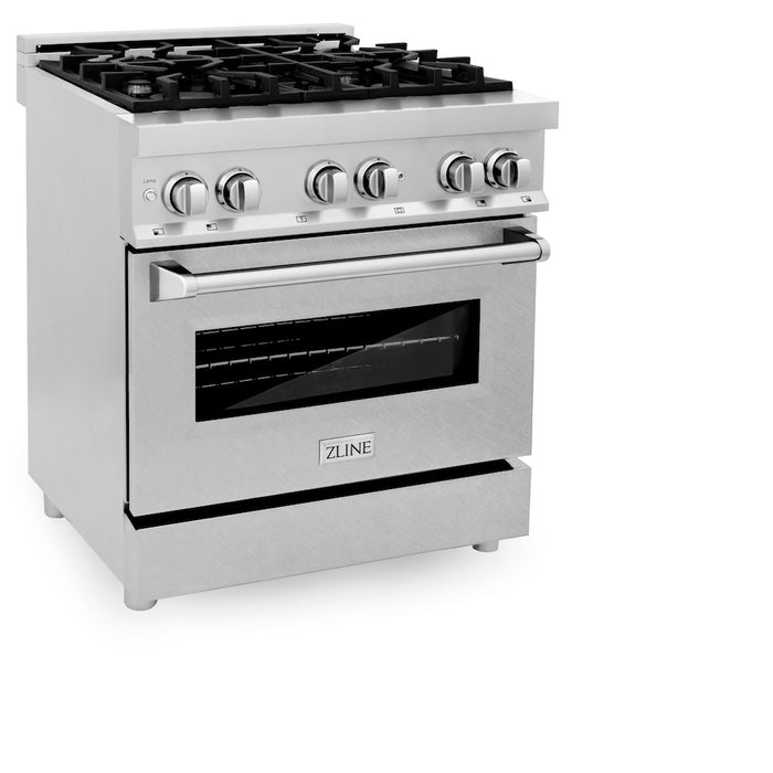 ZLINE 30 in. 4.0 cu. ft. Legacy Dual Fuel Range with 4 Burner Gas Cooktop and Electric Convection Oven in Stainless Steel with Satin Stainless Steel Door (RA-SN-30)