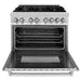 ZLINE 36 in. 4.6 cu. ft. Legacy Dual Fuel Range with 6 Burner Gas Cooktop and Electric Convection Oven in Stainless Steel with Satin Stainless Steel Door (RA-SN-36)