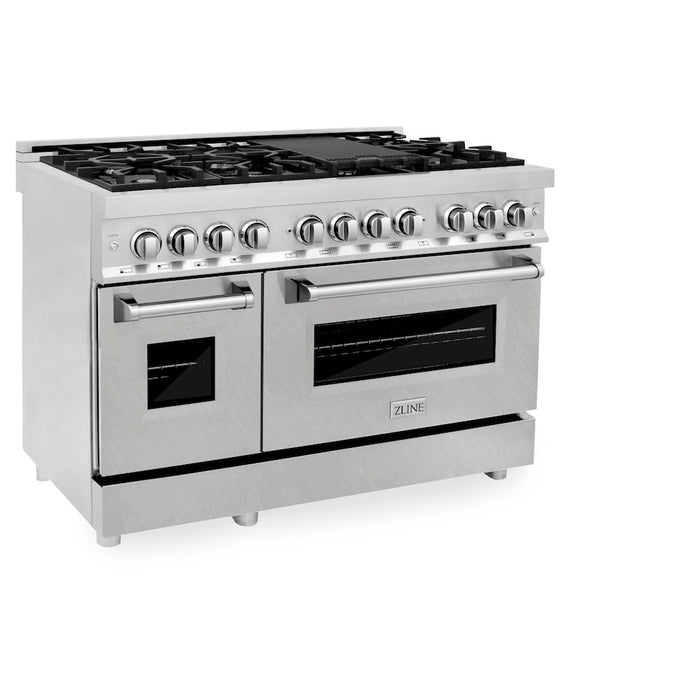 ZLINE 48 in. 6.0 cu. ft. Legacy Dual Fuel Range with 7 Burner Gas Cooktop and 2 Electric Ovens in Stainless Steel with Satin Stainless Steel Doors (RA-SN-48)