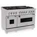 ZLINE 48 in. 6.0 cu. ft. Legacy Dual Fuel Range with 7 Burner Gas Cooktop and 2 Electric Ovens in Satin Stainless Steel (RAS-SN-48)