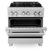 ZLINE 30 in. 4.0 cu. ft. Legacy Dual Fuel Range with Gas Cooktop and Electric Convection Oven in Satin Stainless Steel with 4 Brass Burners (RAS-SN-BR-30)
