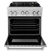 ZLINE 30 in. 4.0 cu. ft. Legacy Dual Fuel Range with Gas Cooktop and Electric Convection Oven in Satin Stainless Steel with 4 Brass Burners (RAS-SN-BR-30)