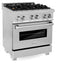 ZLINE 30 in. 4.0 cu. ft. Legacy Dual Fuel Range with Gas Cooktop and Electric Convection Oven in Satin Stainless Steel with 4 Brass Burners (RAS-SN-BR-30)