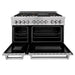 ZLINE 48 in. 6.0 cu. ft. Legacy Dual Fuel Range with Gas Cooktop and 2 Electric Ovens in Satin Stainless Steel with 6 Brass Burners (RAS-SN-BR-48)
