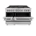ZLINE 48 in. 6.0 cu. ft. Legacy Dual Fuel Range with Gas Cooktop and 2 Electric Ovens in Satin Stainless Steel with 6 Brass Burners (RAS-SN-BR-48)