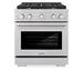 ZLINE 30 in. 4.2 cu. ft. Paramount Dual Fuel Range with 4 Burner Gas Cooktop and Electric Convection Oven in Satin Stainless Steel (SDRS-30)
