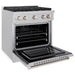 ZLINE 30 in. 4.2 cu. ft. Paramount Dual Fuel Range with 4 Burner Gas Cooktop and Electric Convection Oven in Satin Stainless Steel (SDRS-30)