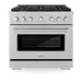 ZLINE 36 in. 5.2 cu. ft. Paramount Dual Fuel Range with 6 Burner Gas Cooktop and Electric Convection Oven in Satin Stainless Steel (SDRS-36)
