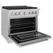 ZLINE 36 in. 5.2 cu. ft. Paramount Dual Fuel Range with 6 Burner Gas Cooktop and Electric Convection Oven in Satin Stainless Steel (SDRS-36)