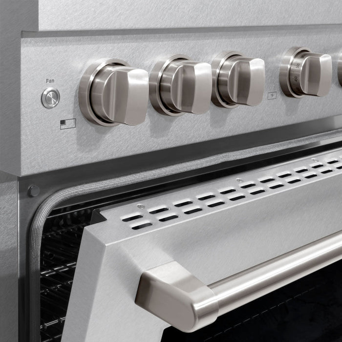 ZLINE 48 in. 6.7 cu. ft. Paramount Double Oven Dual Fuel Range with 8 Burner Gas Cooktop in Satin Stainless Steel (SDRS-48)