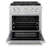 ZLINE 30 in. 4.2 cu. ft. Paramount Dual Fuel Range with Gas Cooktop and Electric Convection Oven in Satin Stainless Steel with 4 Brass Burners (SDRS-BR-30)