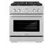 ZLINE 30 in. 4.2 cu. ft. Paramount Dual Fuel Range with Gas Cooktop and Electric Convection Oven in Satin Stainless Steel with 4 Brass Burners (SDRS-BR-30)