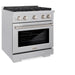 ZLINE 30 in. 4.2 cu. ft. Paramount Dual Fuel Range with Gas Cooktop and Electric Convection Oven in Satin Stainless Steel with 4 Brass Burners (SDRS-BR-30)