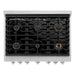 ZLINE 36 in. 5.2 cu. ft. Paramount Dual Fuel Range with Gas Cooktop and Electric Convection Oven in Satin Stainless Steel with 6 Brass Burners (SDRS-BR-36)