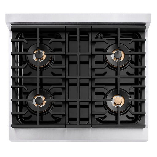 ZLINE 30 in. 4.2 cu. ft. Paramount Dual Fuel Range with 4 Burner DuoPro™ Cooktop and Electric Convection Oven in Satin Stainless Steel (PSDRS-30)