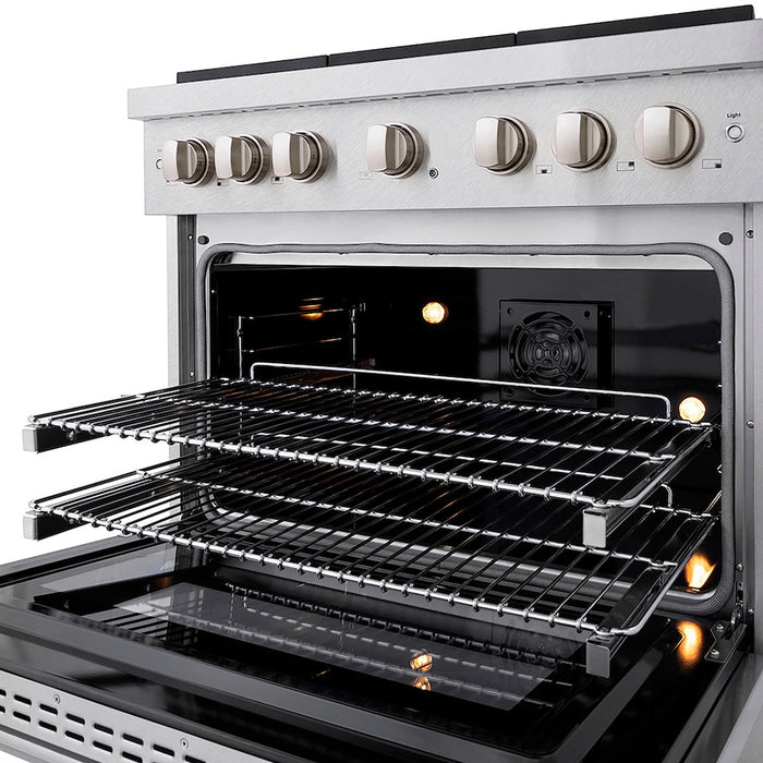 ZLINE 36 in. 5.2 cu. ft. Paramount Dual Fuel Range with 6 Burner DuoPro™ Cooktop and Electric Convection Oven in Satin Stainless Steel (PSDRS-36)