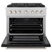 ZLINE 36 in. 5.2 cu. ft. Paramount Dual Fuel Range with 6 Burner DuoPro™ Cooktop and Electric Convection Oven in Satin Stainless Steel with Black Matte Door (PSDRS-BLM-36)