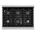 ZLINE Autograph Edition 36 in. 5.2 cu. ft. Paramount Dual Fuel Range with 6 Burner DuoPro™ Cooktop and Electric Convection Oven in Satin Stainless Steel and Champagne Bronze Accents (PSDRSZ-36-CB)