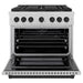 ZLINE Autograph Edition 36 in. 5.2 cu. ft. Paramount Dual Fuel Range with 6 Burner DuoPro™ Cooktop and Electric Convection Oven in Satin Stainless Steel and Matte Black Accents (PSDRSZ-36-MB)