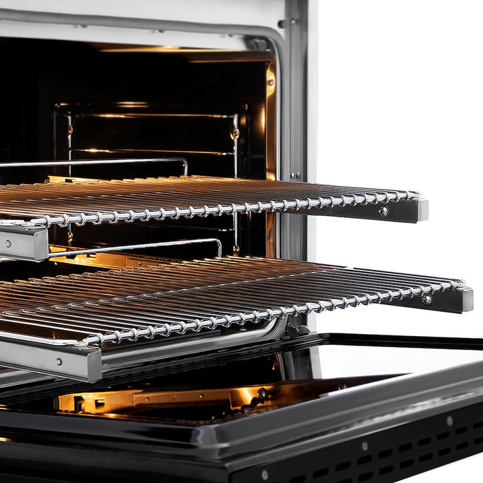 ZLINE Autograph Edition 36 in. 5.2 cu. ft. Paramount Dual Fuel Range with 6 Burner DuoPro™ Cooktop and Electric Convection Oven in Satin Stainless Steel with Black Matte Door and Champagne Bronze Accents (PSDRSZ-BLM36-CB)